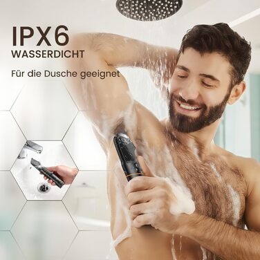 Електричний тример для тіла MAXGROOM 5-в-1 для чоловіків: інтимний, для бороди, тіла, пахв, з док-станцією, водонепроникний (IPX6), LED-дисплей, 120 хв роботи, чорний