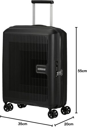 Валіза American Tourister Aerostep Spinner S, розширювана, 55 см, 36/40 л, чорна, ручна поклажа