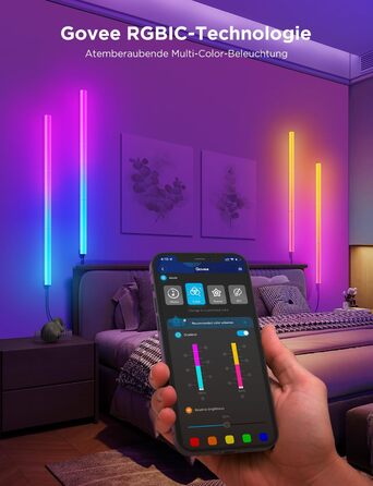 Настінні LED-світильники Govee Glide RGBIC, розумні світлодіодні панелі з підтримкою Alexa та Google Assistant, багатокольорові світлодіодні лінійки для геймінгу та стрімінгу, комплект 6 шт.