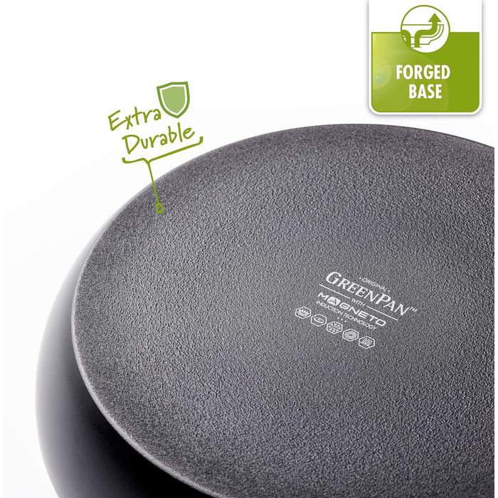 Wok GreenPan Torino 28 см, 3,6 л, керамічний, антипригарний, PFAS-free, індукційний, для духовки, чорний