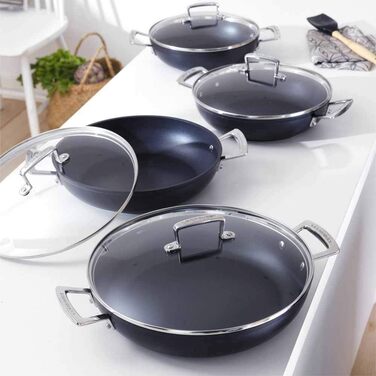 Сковорода Le Creuset з антипригарним покриттям з кришкою, 26 см, для всіх типів плит (вкл. індукційні), антрацит/срібло