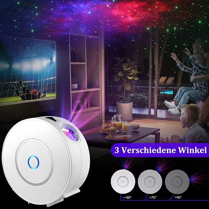 LED проєктор зоряного неба зі смарт-функціями, керування через Wi-Fi, 3D галактика, таймер, сумісність з Alexa та Google Assistant