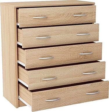Комод MATKAM з 5 шухлядами Sonoma Oak, 74x85x35 см, ламінована ДСП, сучасний дизайн