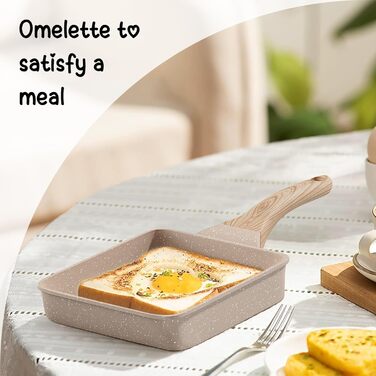 Антипригарна сковорода для омлету Tamagoyaki RIOVARM, гранітне покриття, індукційна, без PFOA, маленька сковорідка для яєць та млинців, для сніданку і кемпінгу, коричнева