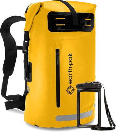Водонепроникний рюкзак Earth Pak 85L, IPX8, жовтий, герметичний з ролтопом і чохлом для телефону
