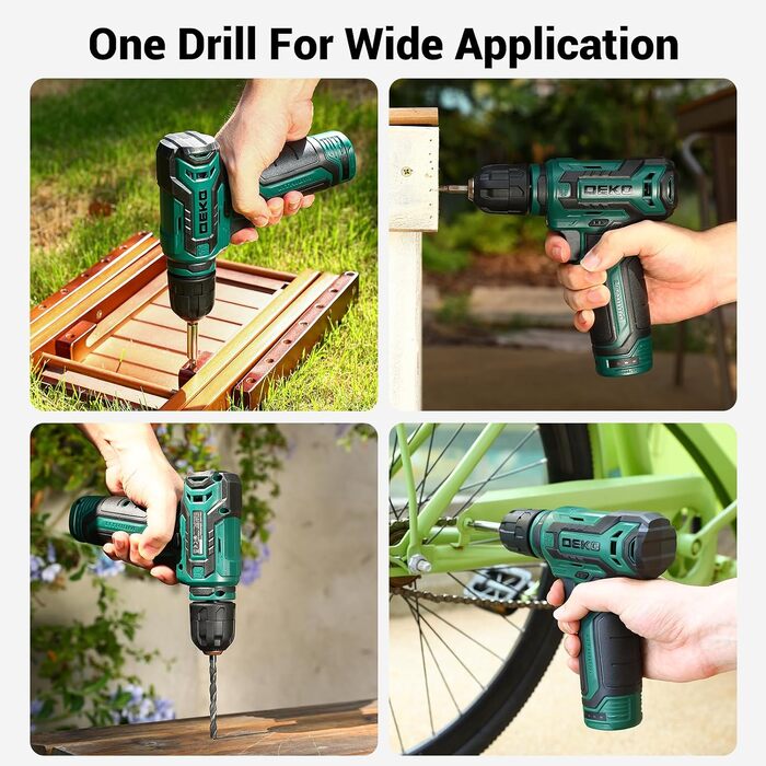 Набір інструментів DEKO 238 предметів з акумуляторним шуруповертом 12В та кейсом з шухлядами для дому та авто (Зелений)
