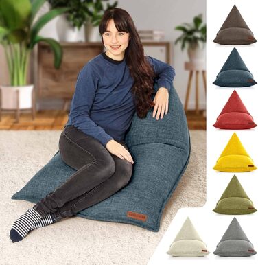 Сидіння-мішок Green Bean Трикутний 150x100x100 см, 220 л, блакитний, м'який, наповнювач EPS, знімний чохол, для дому, підлоги, XXL