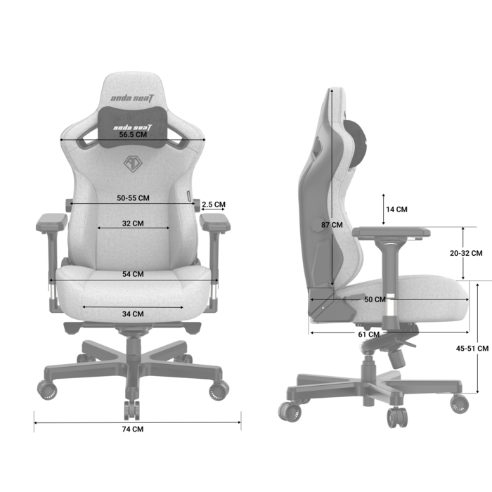 Крісло ігрове Anda Seat Kaiser 3 Grey Fabric Size XL