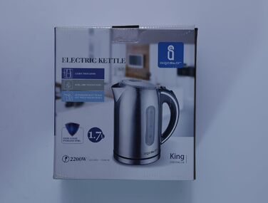 Електричний чайник Aigostar King 1,7 л, нержавіюча сталь, 2200 Вт, LED підсвітка, фільтр від накипу, захист від перегріву, BPA Free