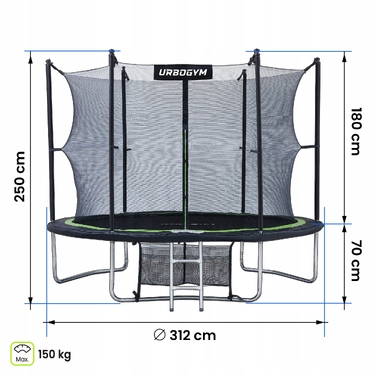 Батут із захисною сіткою Urbogym 312 см FT 10 (304-312 см)