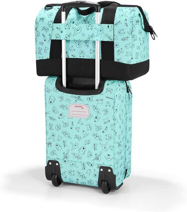 Дитяча дорожня сумка reisenthel Allrounder M Kids Mint із милим тваринним принтом, для дітей, з кріпленням на валізу
