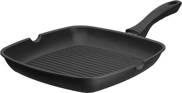 Сковорода-гриль Grillmeister GSW 28x28 см, алюмінієва, з двома носиками, чорна