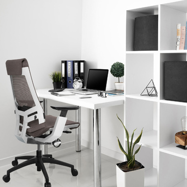 Офісне крісло GENIDIA SMART WHITE сітка сірого кольору hjh OFFICE