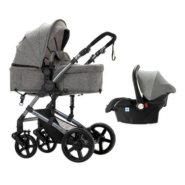 Дитяча коляска 3 в 1, Buggy з двома реверсивними ручками, алюмінієвий каркас, комбінована коляска 3 в 1, комплект, складна конструкція (588 Grey)