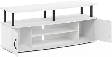 Furinno JAYA велика ТВ-тумба для телевізорів до 55 дюймів, біла/чорна, з нержавіючої сталі