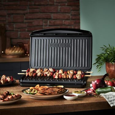 Електричний гриль George Foreman 25820, універсальна антипригарна плита, тостер, швидкий нагрів, чорний, великий