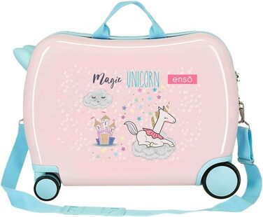 Дитяча валіза Enso Magic Unicorn, рожева, 50x38x20 см, жорсткий корпус, ABS, кодовий замок, 34 л, 1,8 кг, 4 колеса, ручна поклажа