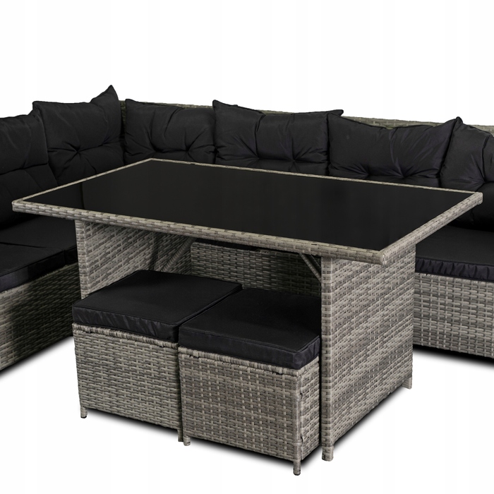 Комплект садових меблів із техноротанга MEBEL ELITE, сірий, 4 предмети