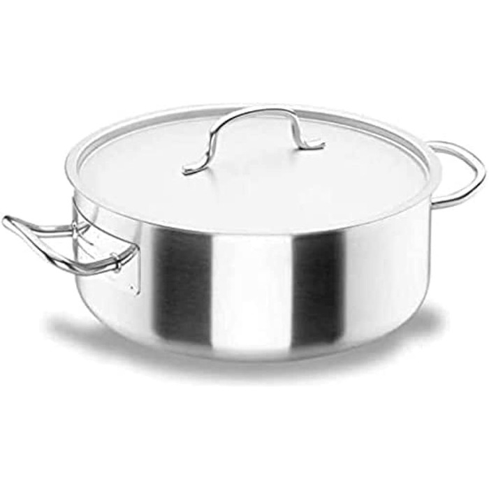 Каструля для смаження Lacor 50028 з кришкою, 28 см, срібляста, нержавіюча сталь