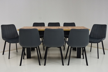 Комплект: розкладний стіл ARTISAN (80x140/180) та 8 стільців LOFT IK-17, сірі
