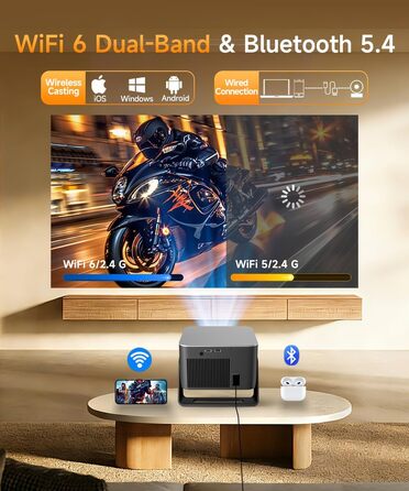 Magcubic Mini Beamer 4K/8K Android 14: Портативний проектор 1080P, 600 ANSI, WiFi 6, Bluetooth 5.4, Автофокус, 180° поворот, 12W динамік для дому та вулиці (HY350 Max)