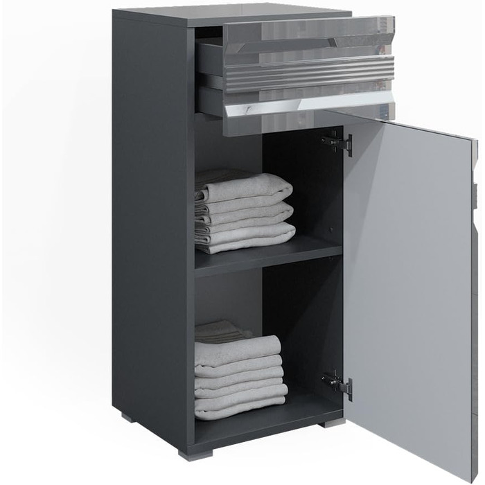 Пенал для ванної Vicco Freddy, антрацит глянець, 36x79 см