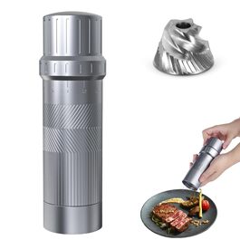 Професійна ручна млинок для перцю Luvan з алюмінієвого корпусу, сталеві жернова, регулювання помолу, сірий