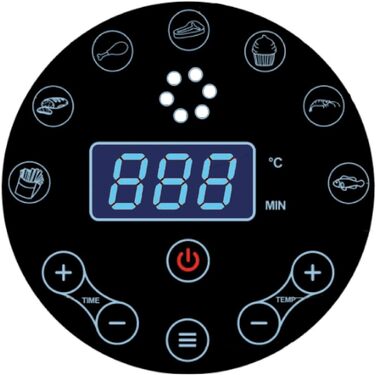 Фритюрниця з гарячим повітрям ECO-AIR-PROFI DC-1400W, чорна, цифрове сенсорне управління, без масла, для здорового смаження, міні духовка, гриль, таймер