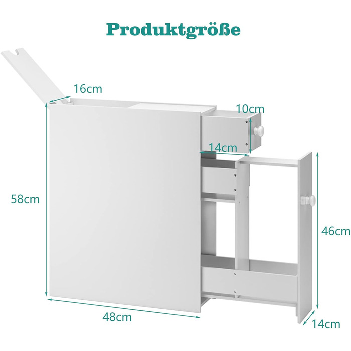 COSTWAY вузька шафа з висувними шухлядами, дерев'яна нішова тумба для ванної, кухні, вітальні, чорна, 16x48x58 см