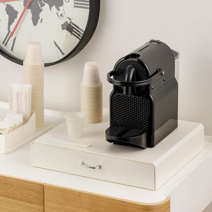 Органайзер для кавових капсул Baroni Home, універсальний підставок для Nespresso та Dolce Gusto, відсіки для чаю та аксесуарів, 2 шухляди, пластиковий, 34x13x34 см, чорний