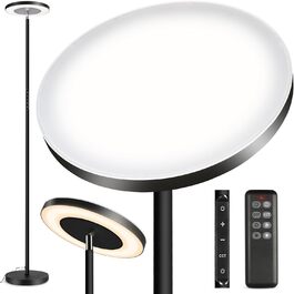 OUTON LED димована торшер-лампа 34Вт, подвійне бічне освітлення, підлогова лампа для вітальні, денне світло, з пультом і сенсорним керуванням, 4 кольорові температури, чорний матовий
