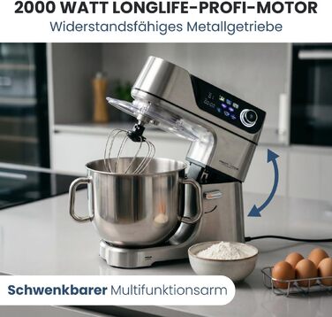Кухонна машина ProfiCook PC KM 1338, 2000 Вт, чаша 11 л, 12 рівнів швидкості, багатофункціональний кухонний комбайн