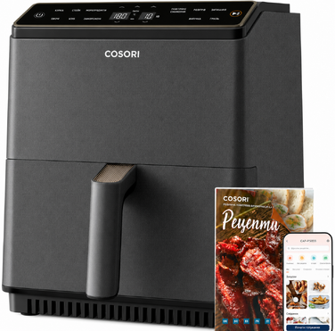 Фритюрниця повітряна COSORI Dual Blaze 6.4L з Wi-Fi - 11 функцій, сіра. Готування, випічка, гриль, хрусткий хліб та багато іншого!