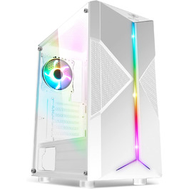 Ігровий корпус Spirit of Gamer Clone III білий, ATX/mATX/ITX, з підсвічуванням RGB, скляна бічна панель, 2 вентилятори 120 мм (1 ARGB), корпус для ПК