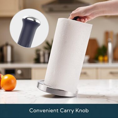 Тримач для паперових рушників KITCHENDAO на стільницю, стійкий сталевий диспенсер з поворотним механізмом та адгезивною основою, чорний