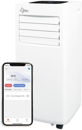 Мобільний кондиціонер Suntec CoolFixx 2.0 Eco R290 з Wi-Fi, 7000 BTU, тихий, керування через додаток, осушувач повітря для кімнат до 25 м²