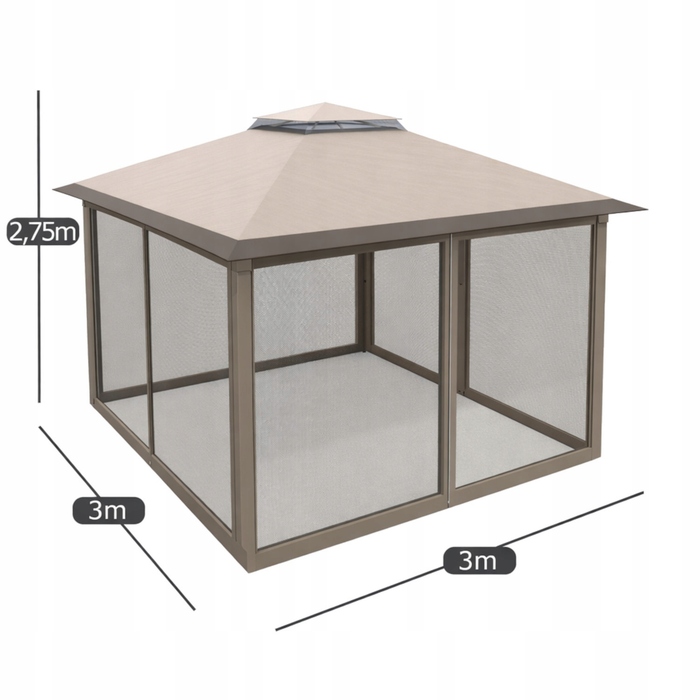 Садовий павільйон Masuletto з 4 стінками, 3 x 3 x 2,75 м