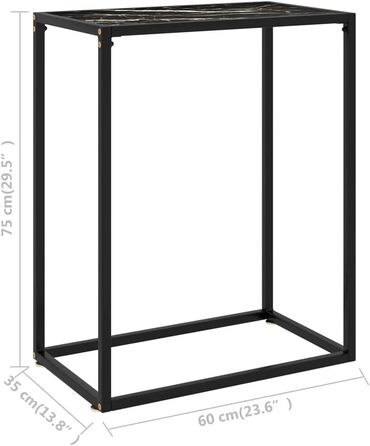 Консольний стіл vidaXL із загартованого скла, чорний і білий, 60x35x75 см – для вітальні, коридору, туалетний або журнальний столик