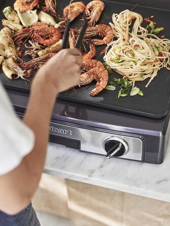 Електричний гриль-планча Cuisinart XL для дому, антипригарна знімна плита, 2-зонне регулювання температури до 260°C, гриль і гриль-гріддл для розваг, Teppanyaki