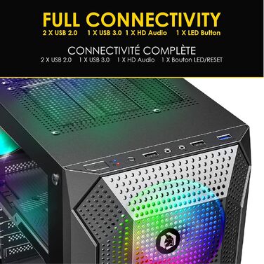 Ігровий корпус для ПК EMPIRE GAMING Ruby ARGB, середній Tower ATX/MATX/ITX, 4 вентилятори 120 мм, адресне підсвічування RGB, акрилова бічна панель, чорний