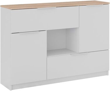 Комод Vicco Betti білий/дуб сонома 120x84 см, 2 двері, 2 шухляди, 1 відкрита полиця