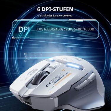 Ігрова миша inphic IN9 бездротова Tri-Mode (2.4G/Bluetooth/Type-C), 10000 DPI, RGB-підсвітка, програмована, акумуляторна, сіро-біла