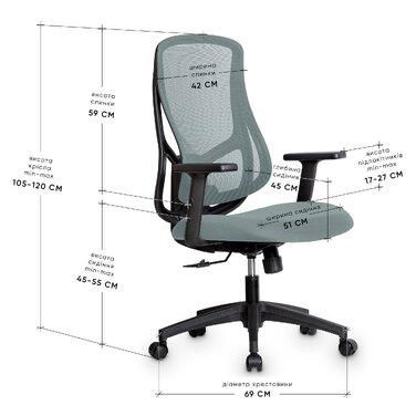 Крісло Mealux Flow Lite Fabric Blue (арт. HF-B20 F/BL)