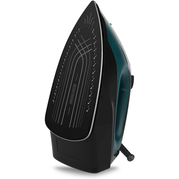 Парова праска BLACK+DECKER BXIR2403E, керамічна підошва, 2400 Вт, 500 мл, чорна/зелена