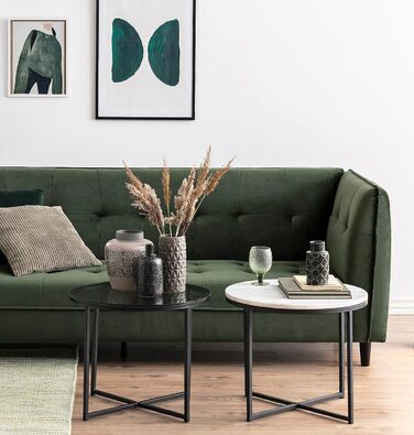 Скляний круглий журнальний столик AC Design Furniture Gurli, 55x55x45 см, прозорий/чорний, метал та скло