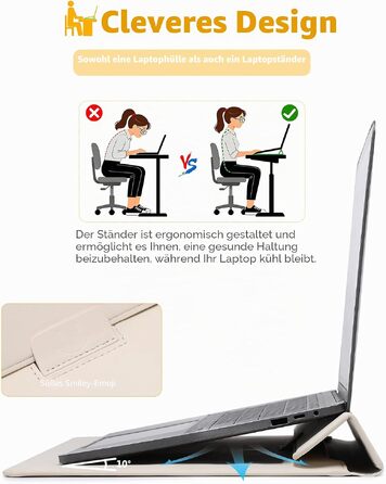 Сумка-чохол для ноутбука HYZUO 13 дюймів з підставкою для MacBook Air, бежева