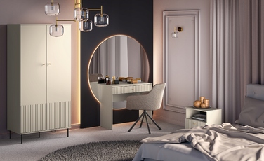 Туалетний столик ML Meble, відтінки бежевого, матовий, 92 x 78 x 40 см