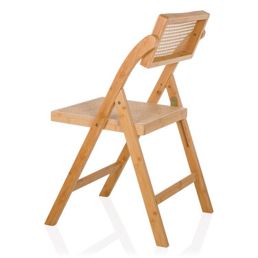 Складане обіднє крісло TUDELA BAMBOO з бамбука та ротанга, коричневе, hjh LIVING