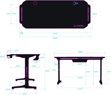 Ігровий стіл ULTRADESK FRAG V3 150x60 см, LED RGB підсвітка, сталева конструкція, для 2 моніторів, чорний, з аксесуарами