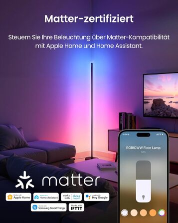 SwitchBot Matter RGBICWW Настільна лампа для вітальні та спальні, димується, з підтримкою Apple Home, Alexa, Google Home, керування через APP, музичні та сценарні режими, чорна LED лампа